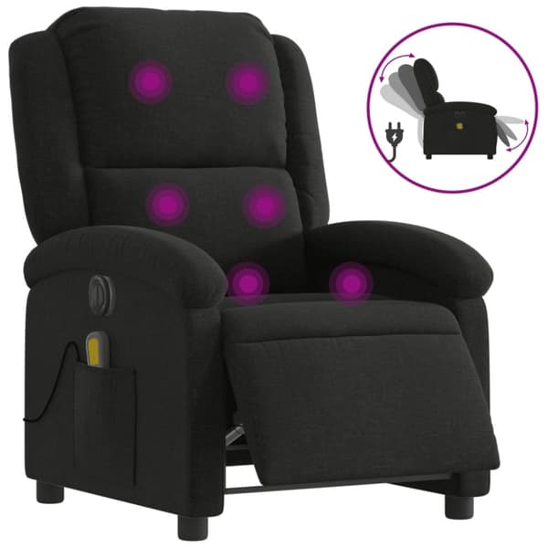 vidaXL eldrevet massagestol stof sort