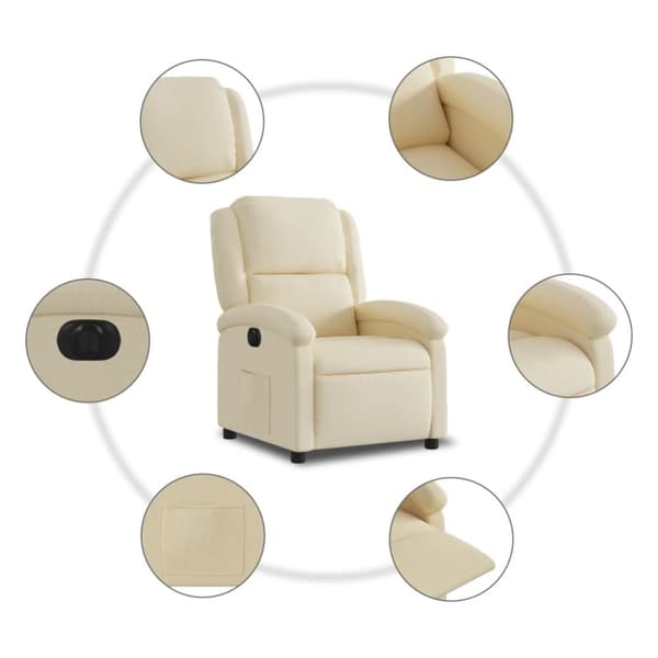 vidaXL Elektrisk reclinerfåtölj gräddvit tyg
