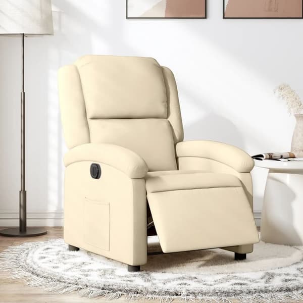 vidaXL Elektrisk reclinerfåtölj gräddvit tyg