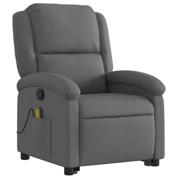 vidaXL Massagefåtölj med uppresningshjälp mörkgrå tyg