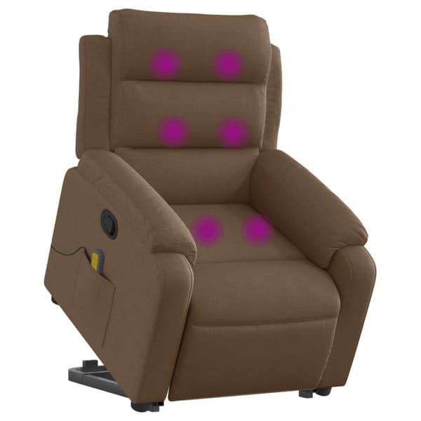 vidaXL Massagefåtölj med uppresningshjälp brun tyg