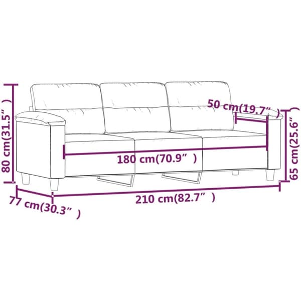 vidaXL 3-personers sofa 180 cm mikrofiberstof mørkegrå