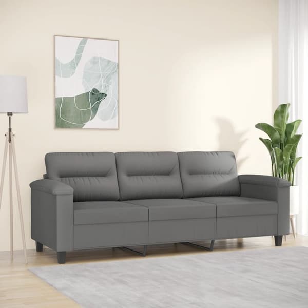 vidaXL 3-personers sofa 180 cm mikrofiberstof mørkegrå