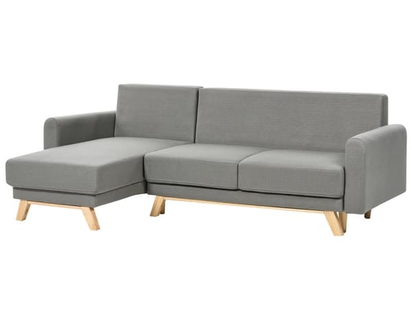Sovesofa med Chaiselong Grå 3 Personers Sofa L Formet Dyb Sofaseng Siddemøbel Blød Stofsofa Design Hjørnesovesofa