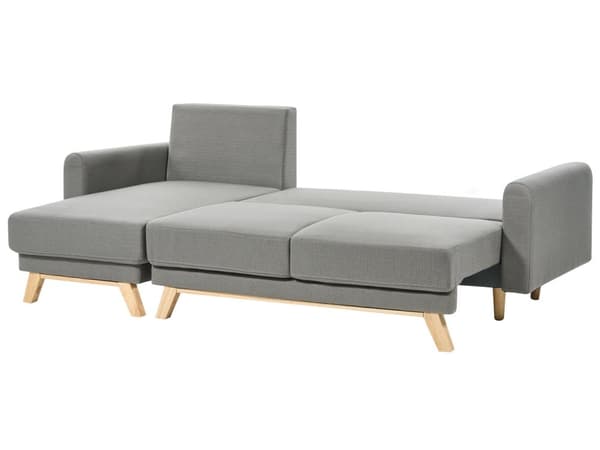 Sovesofa med Chaiselong Grå 3 Personers Sofa L Formet Dyb Sofaseng Siddemøbel Blød Stofsofa Design Hjørnesovesofa
