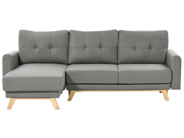 Sovesofa med Chaiselong Grå 3 Personers Sofa L Formet Dyb Sofaseng Siddemøbel Blød Stofsofa Design Hjørnesovesofa