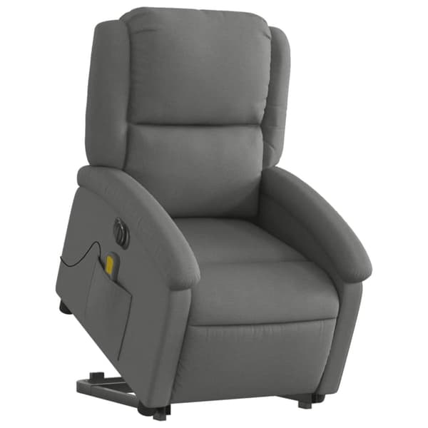 vidaXL Elektrisk massagefåtölj med uppresningshjälp mörkgrå tyg