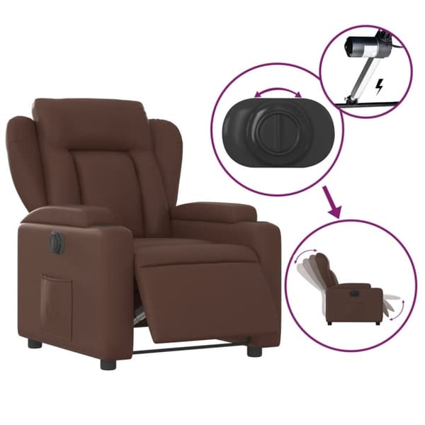 vidaXL Elektronisk reclinerfåtölj brun konstläder