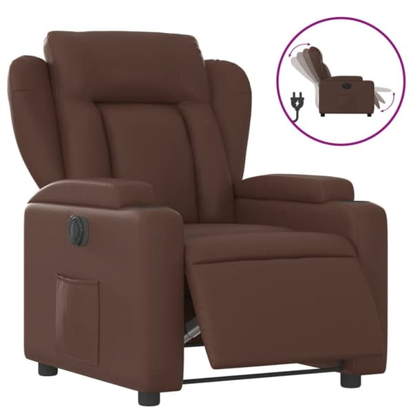 vidaXL Elektronisk reclinerfåtölj brun konstläder