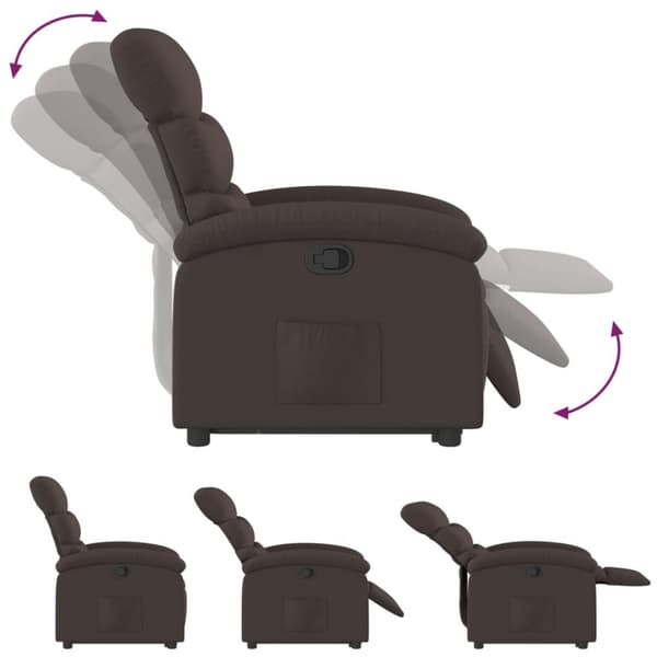 vidaXL Reclinerfåtölj med uppresningshjälp mörkbrun tyg
