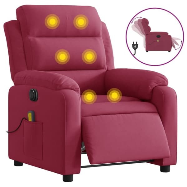 vidaXL massagestol velour vinrød