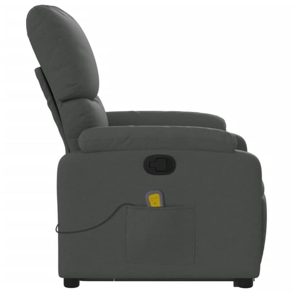 vidaXL Massagefåtölj med uppresningshjälp mörkgrå tyg