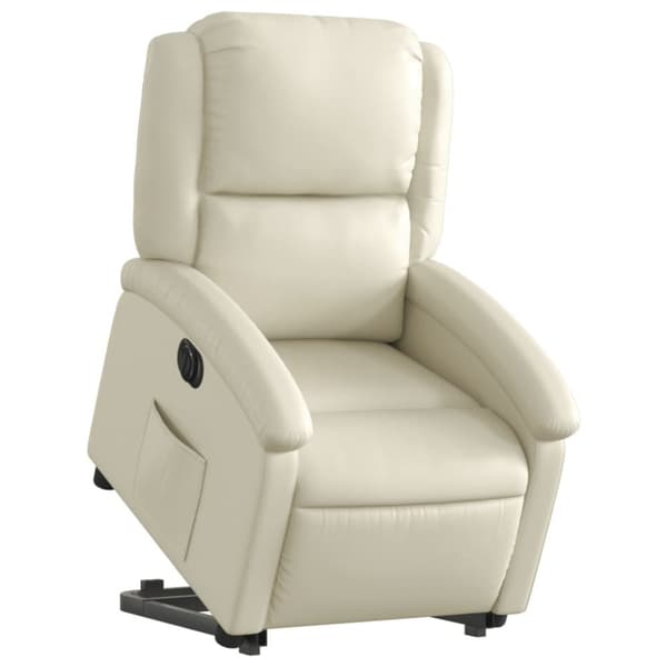 vidaXL Reclinerfåtölj med uppresningshjälp gräddvit konstläder