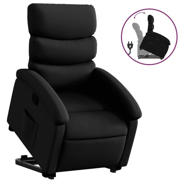 vidaXL Reclinerfåtölj med uppresningshjälp svart konstläder