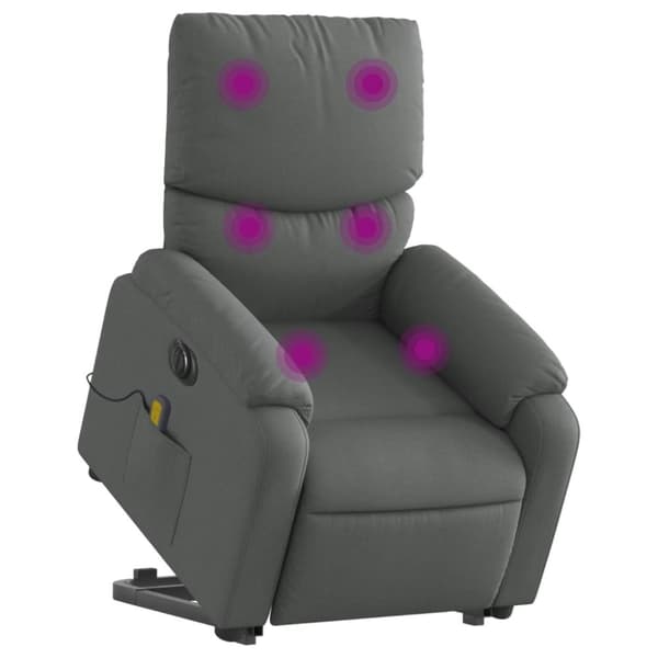 vidaXL Elektrisk massagefåtölj med uppresningshjälp mörkgrå tyg