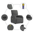 Miniatyrbild 8 av 11: vidaXL Elektrisk massagefåtölj med uppresningshjälp mörkgrå tyg