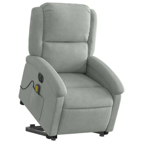 vidaXL massagestol med løftefunktion velour lysegrå