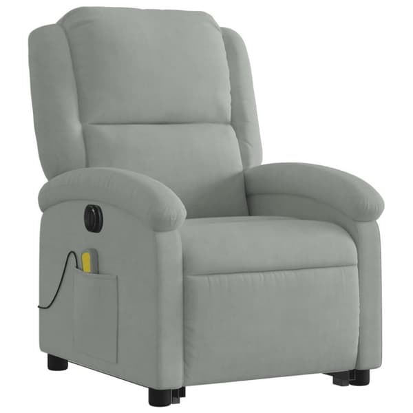 vidaXL massagestol med løftefunktion velour lysegrå
