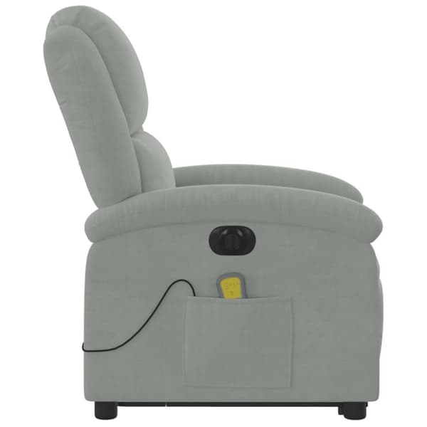 vidaXL massagestol med løftefunktion velour lysegrå