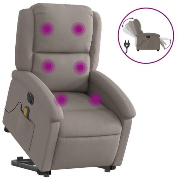 vidaXL elektrisk massagestol med løftefunktion stof gråbrun