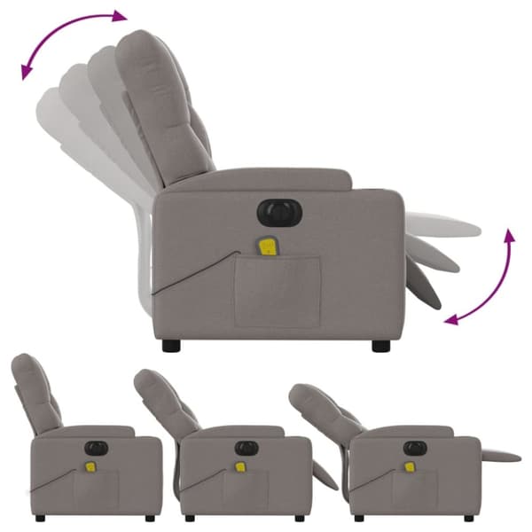 vidaXL Elektrisk massagefåtölj taupe tyg