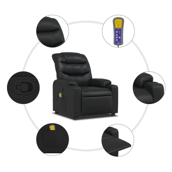 vidaXL Massagefåtölj svart konstläder