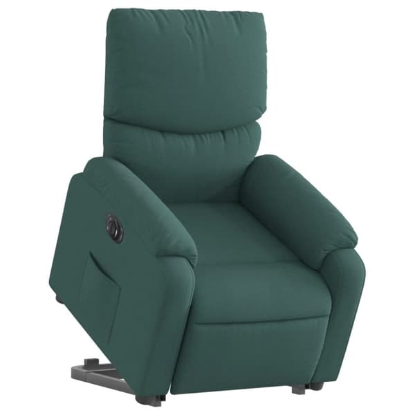 vidaXL Elektrisk reclinerfåtölj med uppresningshjälp mörkgrön tyg