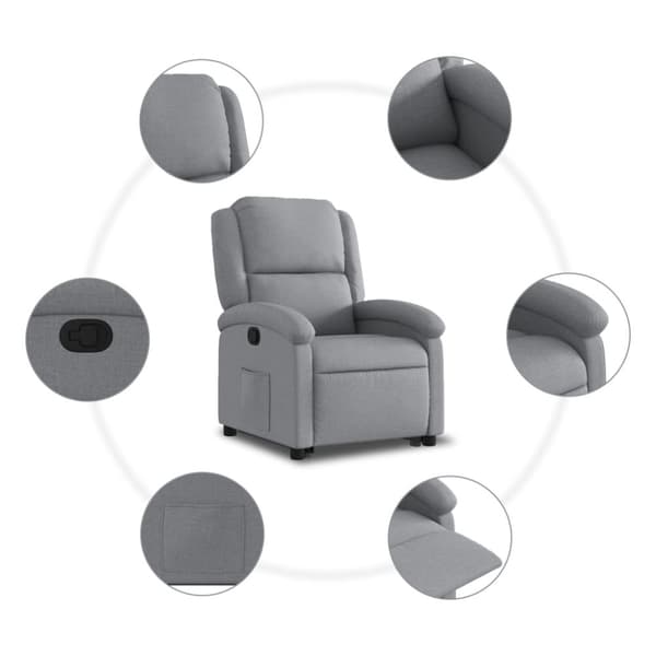 vidaXL Reclinerfåtölj med uppresningshjälp ljusgrå tyg