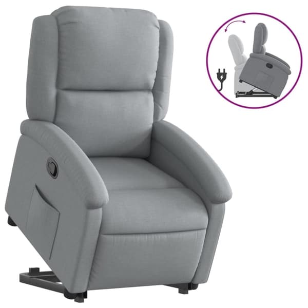vidaXL Reclinerfåtölj med uppresningshjälp ljusgrå tyg