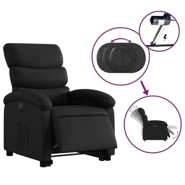 vidaXL Reclinerfåtölj med uppresningshjälp svart konstläder