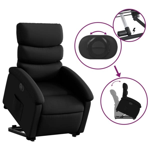 vidaXL Reclinerfåtölj med uppresningshjälp svart konstläder