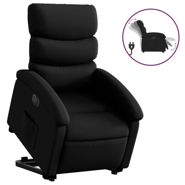 vidaXL Reclinerfåtölj med uppresningshjälp svart konstläder