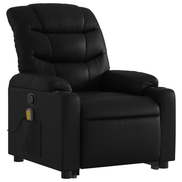 vidaXL Massagefåtölj med uppresningshjälp svart konstläder
