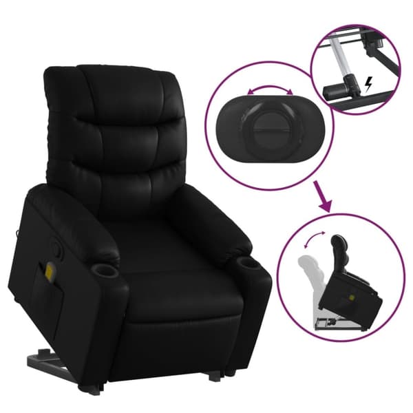 vidaXL løftestol med massagefunktion kunstlæder sort