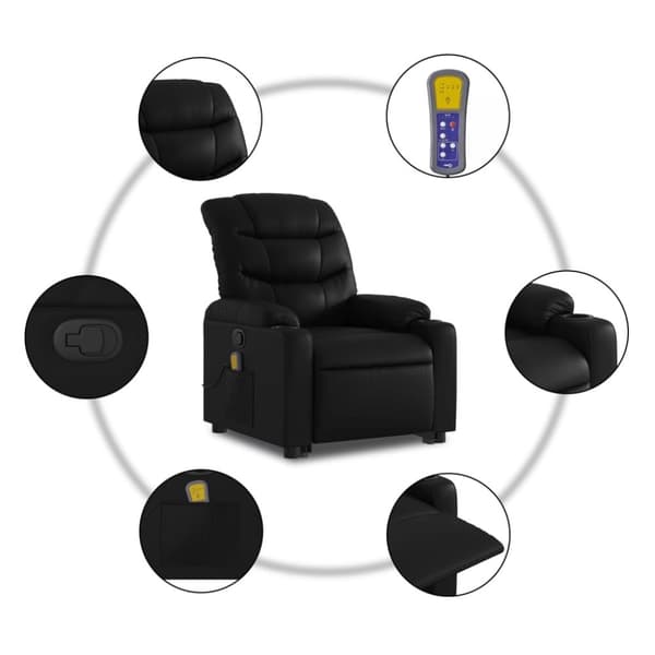 vidaXL løftestol med massagefunktion kunstlæder sort