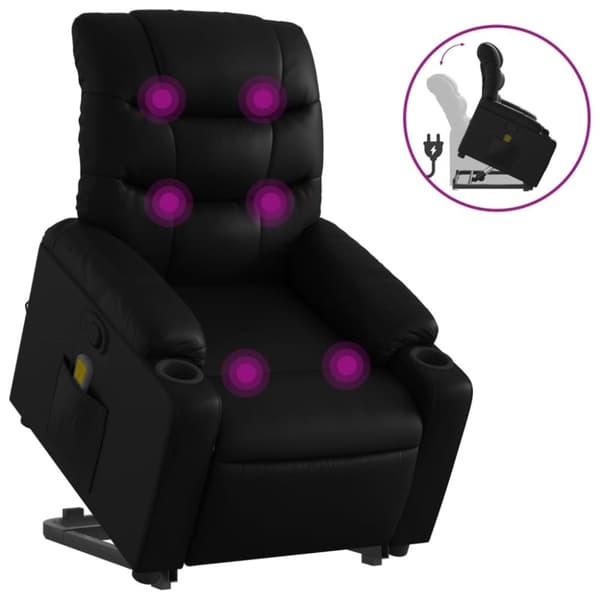 vidaXL løftestol med massagefunktion kunstlæder sort
