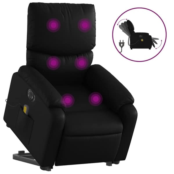 vidaXL massagestol med løftefunktion kunstlæder sort