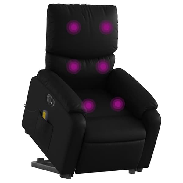 vidaXL Massagefåtölj med uppresningshjälp svart konstläder