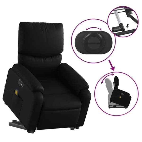 vidaXL Massagefåtölj med uppresningshjälp svart konstläder