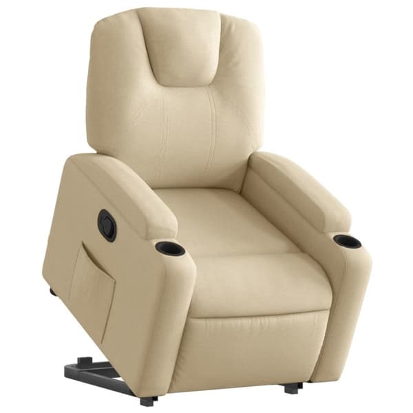 vidaXL Reclinerfåtölj med uppresningshjälp gräddvit tyg