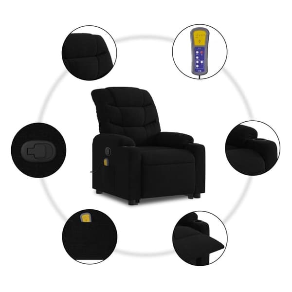 vidaXL løftestol med massage stof sort