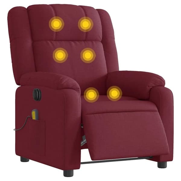 vidaXL Elektrisk massagefåtölj vinröd tyg