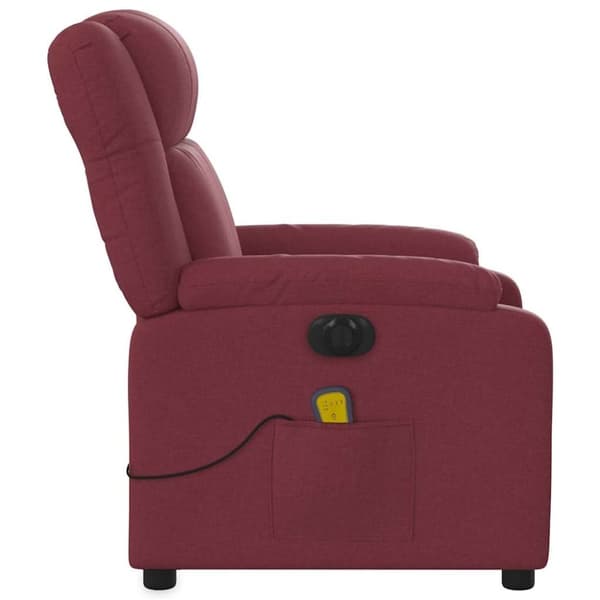 vidaXL Elektrisk massagefåtölj vinröd tyg