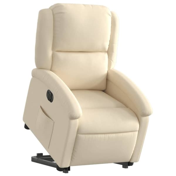 vidaXL Elektrisk reclinerfåtölj med uppresningshjälp gräddvit tyg