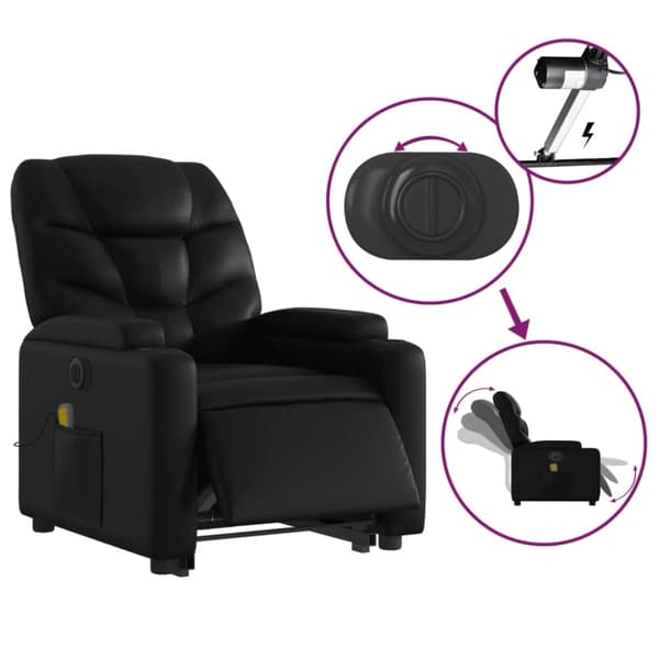 vidaXL massagestol med løftefunktion kunstlæder sort