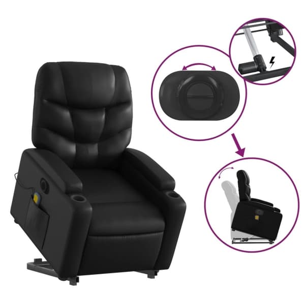 vidaXL massagestol med løftefunktion kunstlæder sort