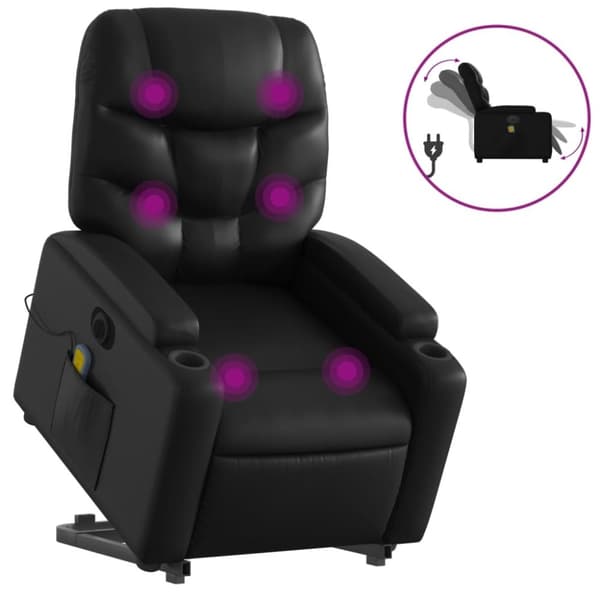 vidaXL massagestol med løftefunktion kunstlæder sort
