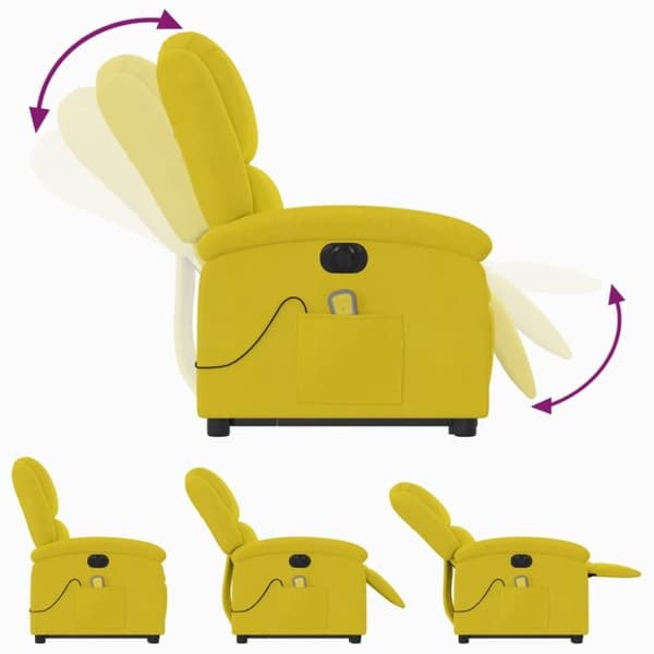 vidaXL løftestol med massagefunktion velour gul