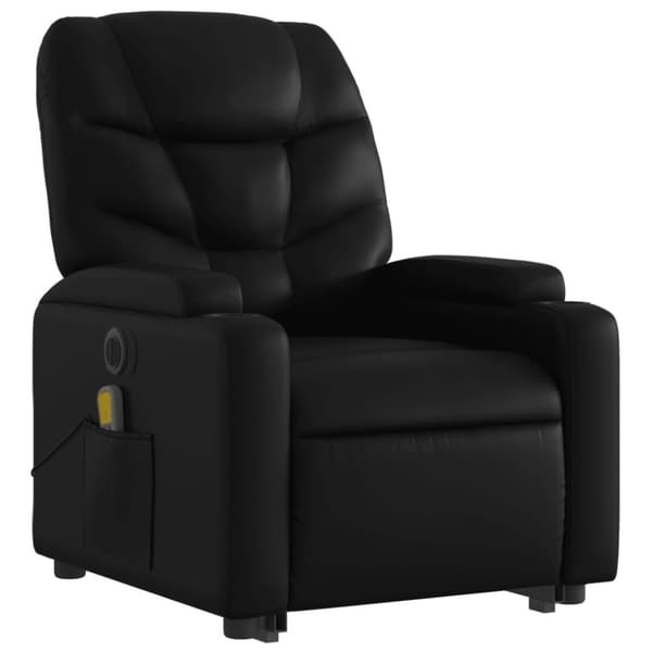 vidaXL Massagefåtölj med uppresningshjälp svart konstläder