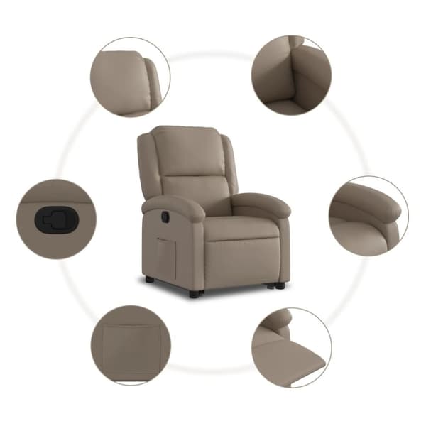 vidaXL Reclinerfåtölj med uppresningshjälp cappuccino konstläder